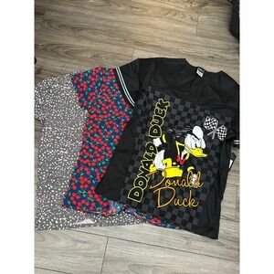 NWT Lot of 3 Donald Duck + Cassandra Scrub Tops Size Medium
